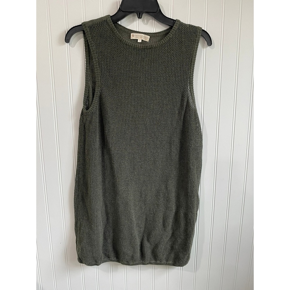 Indigenous Organic Cotton Mesh Knit Sleeveless Top‎ Green Large Granola Girl